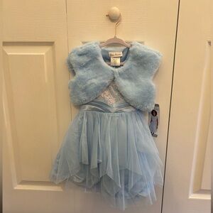 Blue Tulle Dress with Faux Fur Vest (3T girls)